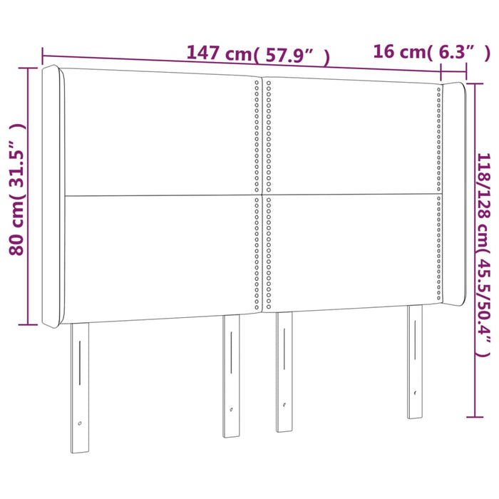 Hoofdbord LED 147x16x118/128 cm stof groen