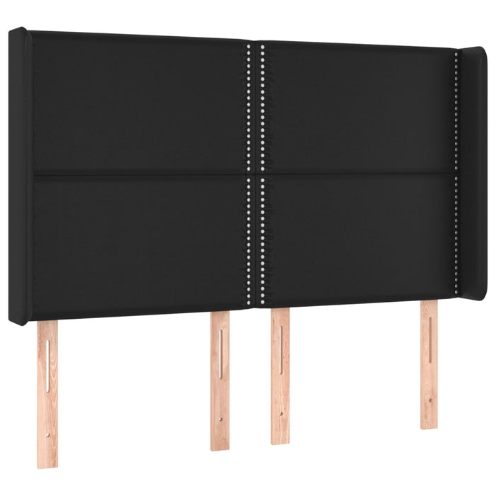 Hoofdbord LED 147x16x118/128 cm kunstleer zwart