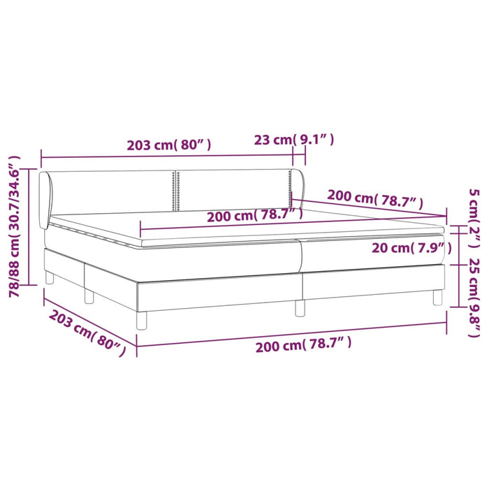 Boxspring met matras stof donkergrijs 200x200 cm