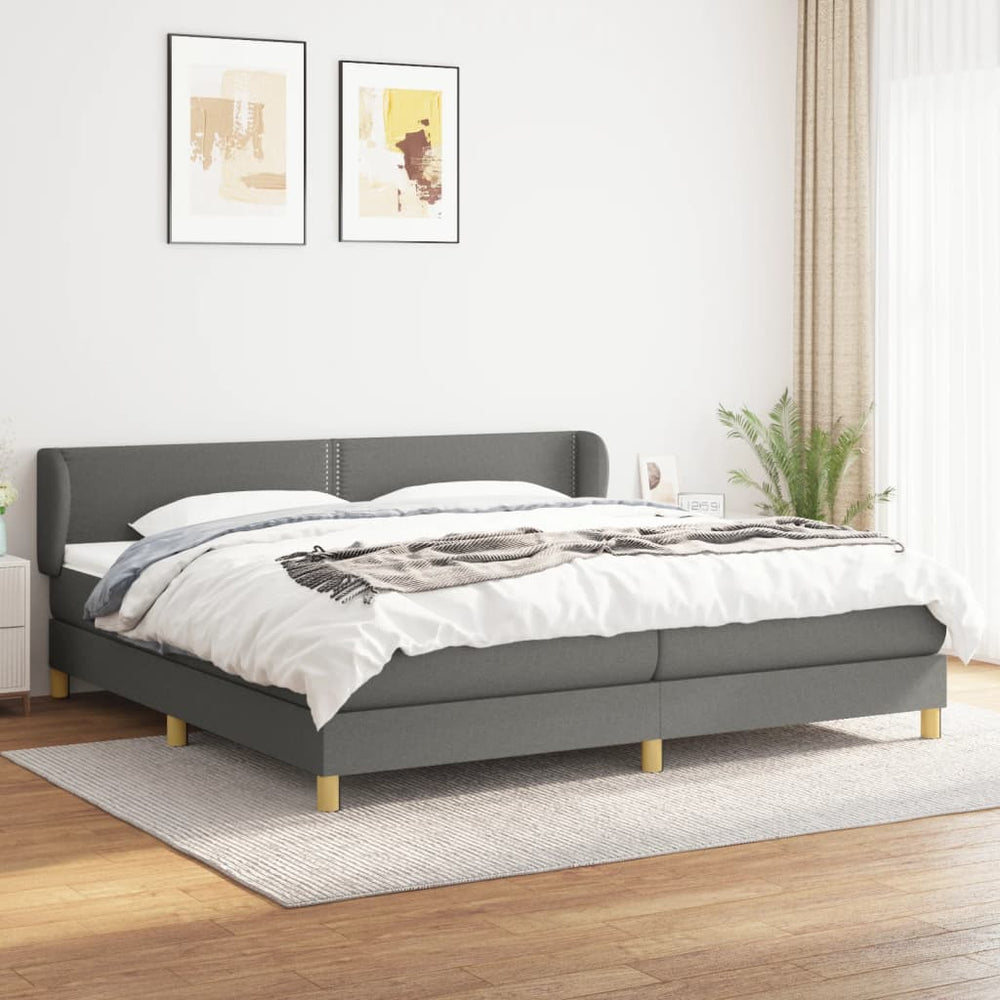 Boxspring met matras stof donkergrijs 200x200 cm