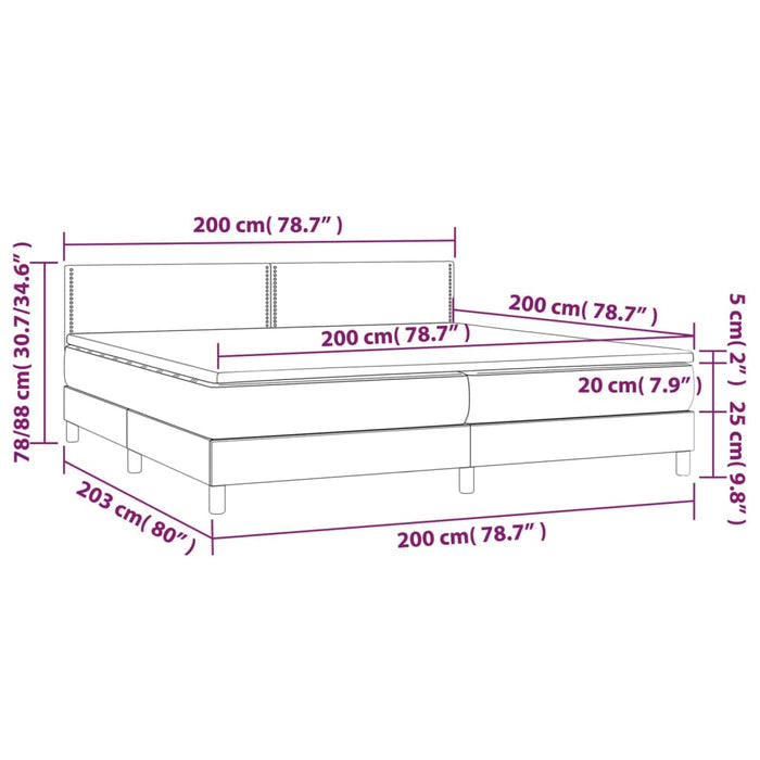 Boxspring met matras stof donkergrijs 200x200 cm