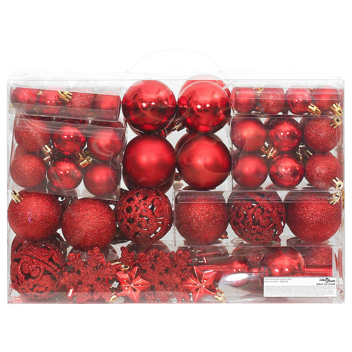 111-delige Kerstballenset polystyreen rood