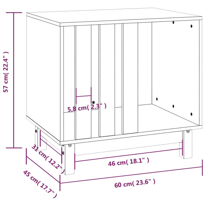 Hondenhok 60x45x57 cm massief grenenhout grijs