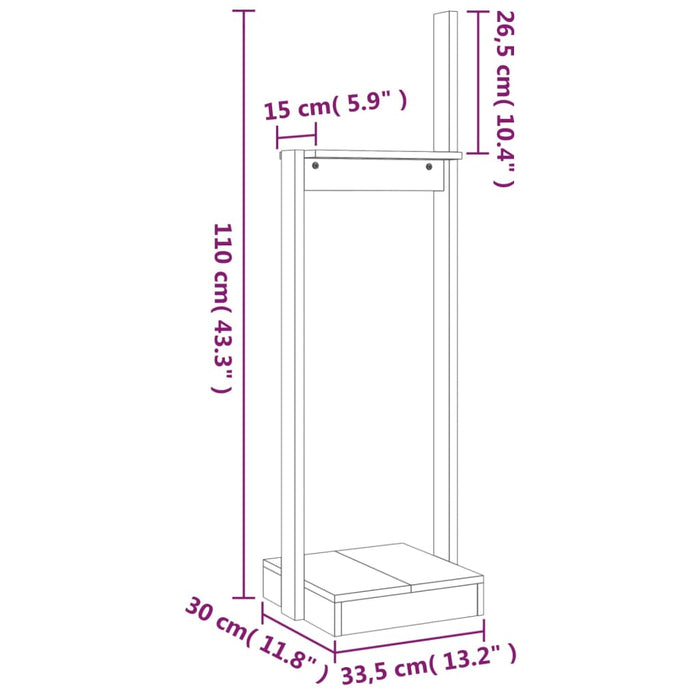 Houtblokhouder 33,5x30x110 cm massief grenenhout honingbruin