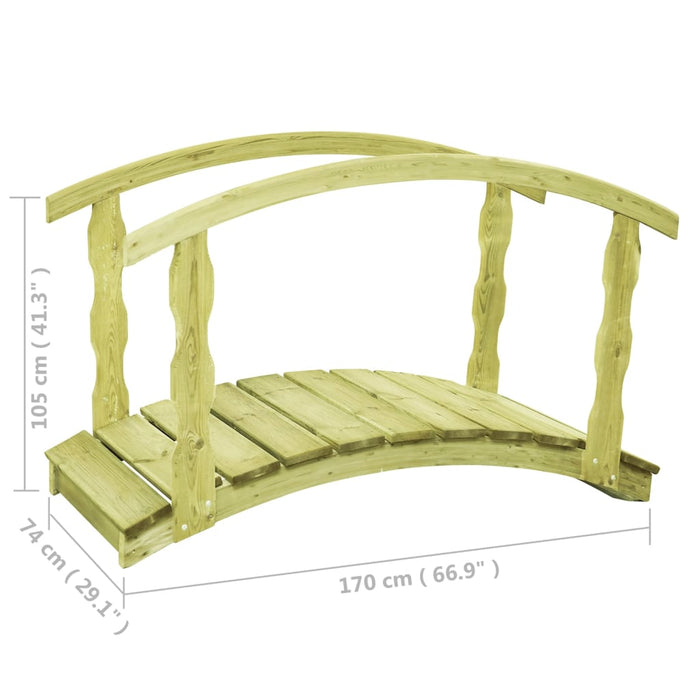 B-stock Tuinbrug 170x74x105 cm geïmpregneerd massief grenenhout