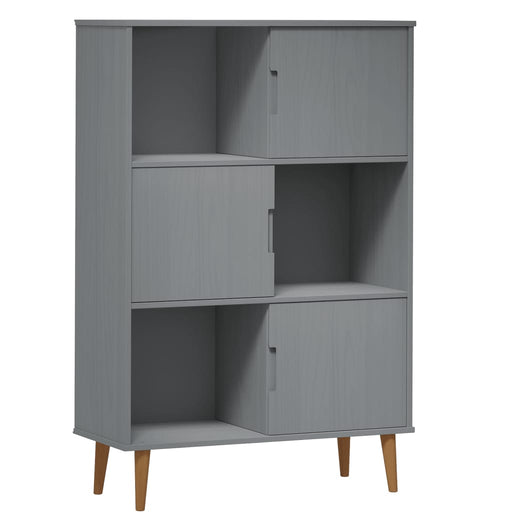 Boekenkast MOLDE 90x35x133,5 cm massief grenenhout grijs