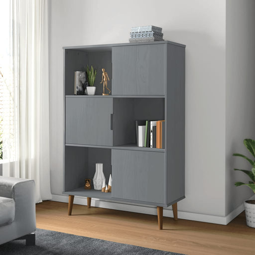 Boekenkast MOLDE 90x35x133,5 cm massief grenenhout grijs