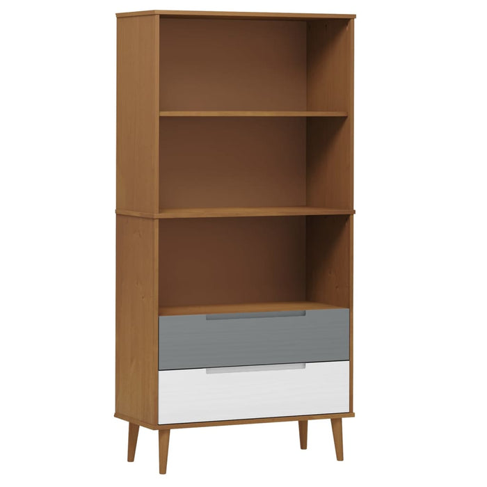 Boekenkast MOLDE 85x35x170,5 cm massief grenenhout bruin