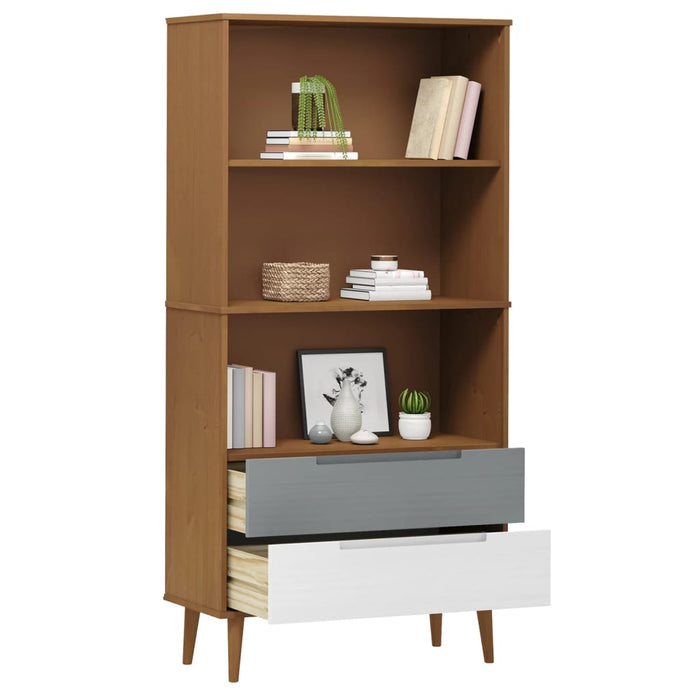 Boekenkast MOLDE 85x35x170,5 cm massief grenenhout bruin