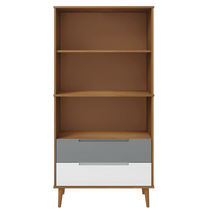 Boekenkast MOLDE 85x35x170,5 cm massief grenenhout bruin