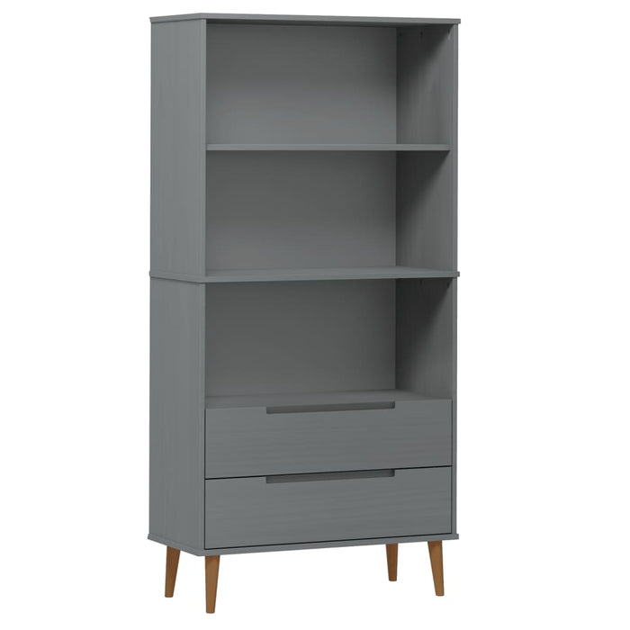 Boekenkast MOLDE 85x35x170,5 cm massief grenenhout grijs