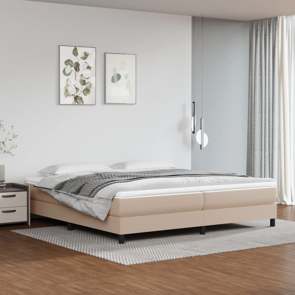 Boxspring met matras kunstleer cappuccinokleurig 200x200 cm