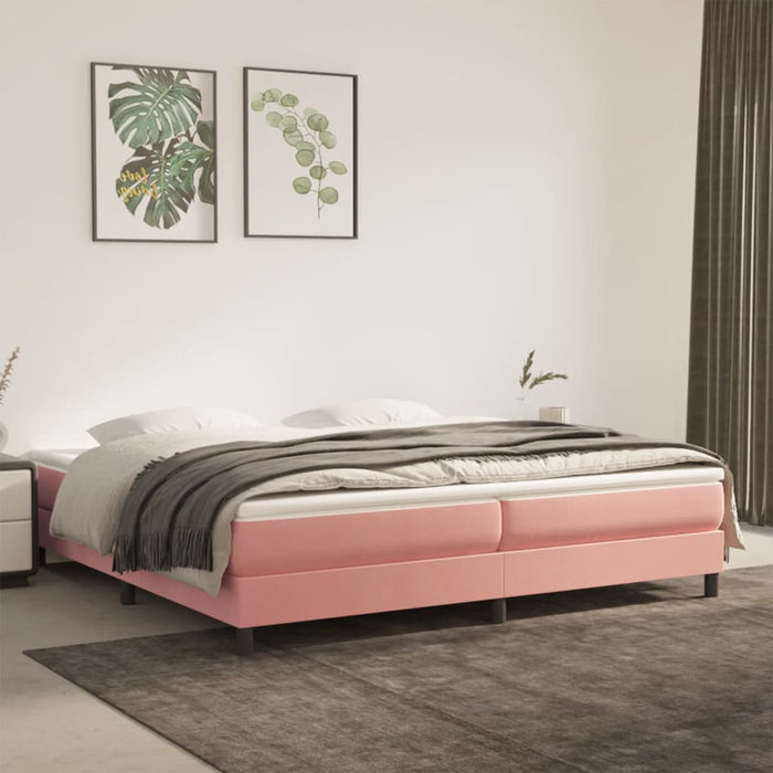 Boxspring met matras fluweel roze 200x200 cm