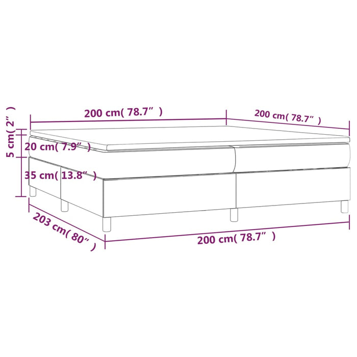 Boxspring met matras stof lichtgrijs 200x200 cm