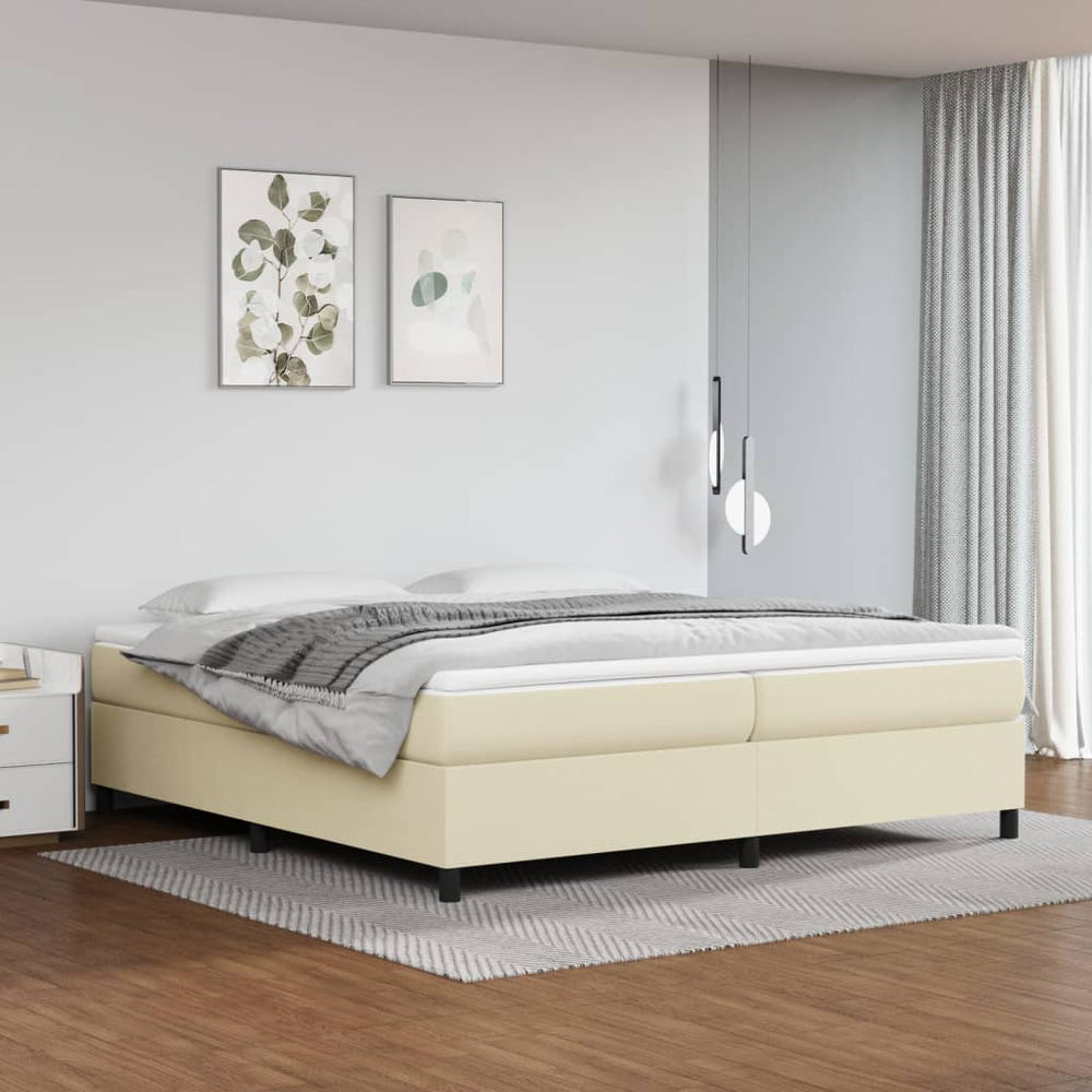 Boxspring met matras kunstleer crèmekleurig 200x200 cm