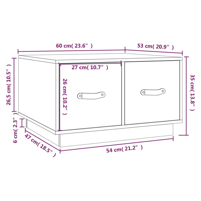 Salontafel 60x53x35 cm massief grenenhout zwart