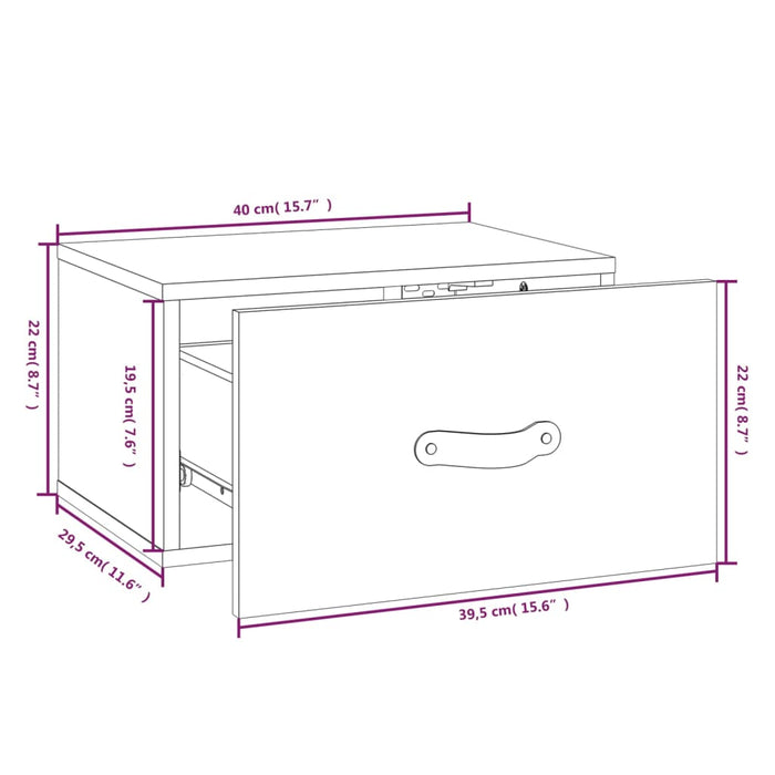 Nachtkastjes 2 st wandgemonteerd 40x29,5x22 cm honingbruin