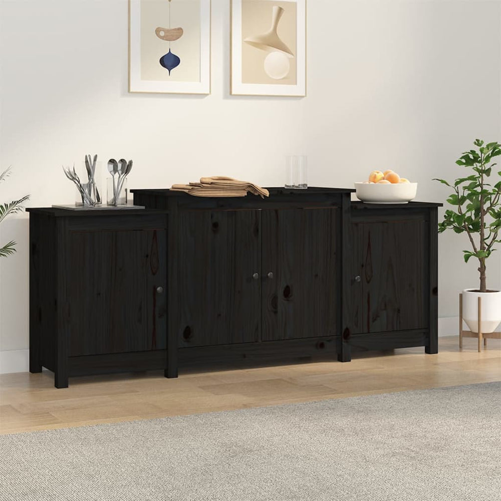 Dressoir 164x37x68 cm massief grenenhout zwart