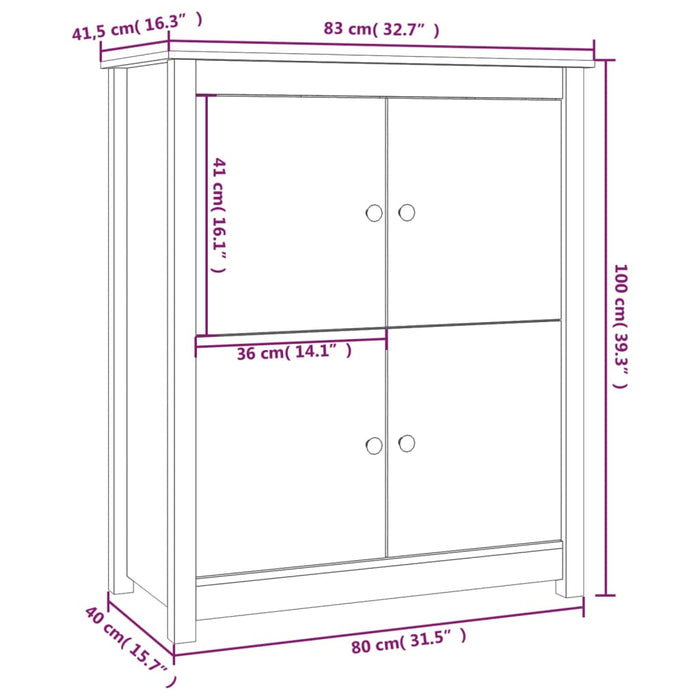 Dressoir 83x41,5x100 cm massief grenenhout honingbruin