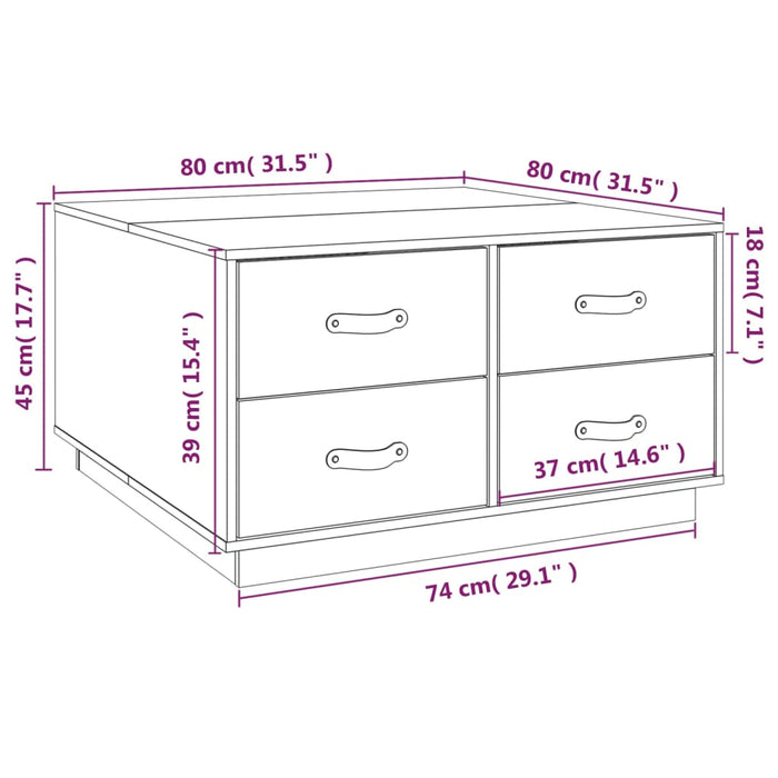 Salontafel 80x80x45 cm massief grenenhout zwart