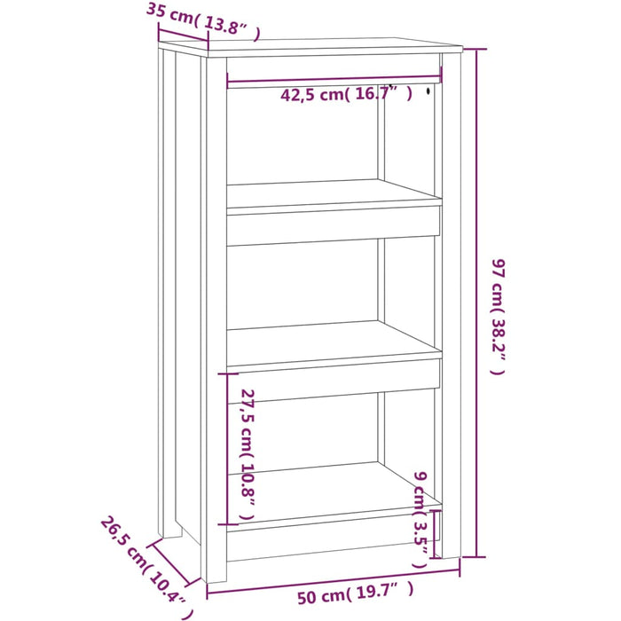 Boekenkast 50x35x97 cm massief grenenhout zwart