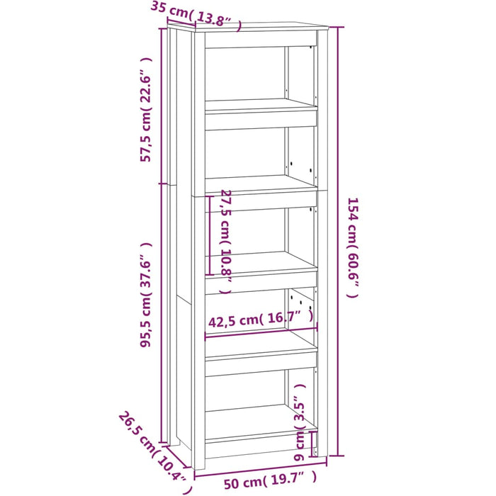 Boekenkast 50x35x154 cm massief grenenhout