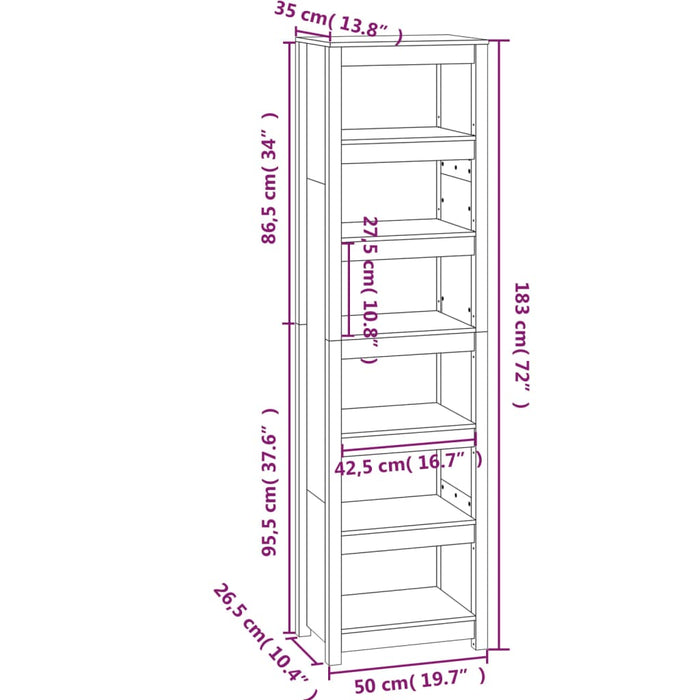 Boekenkast 50x35x183 cm massief grenenhout honingbruin