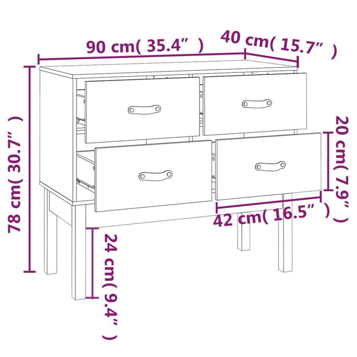 Wandkast 90x40x78 cm massief grenenhout honingbruin