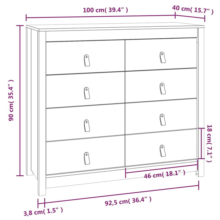 Dressoir 100x40x90 cm massief grenenhout honingbruin