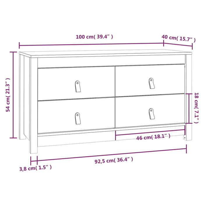 Dressoir 100x40x54 cm massief grenenhout honingbruin