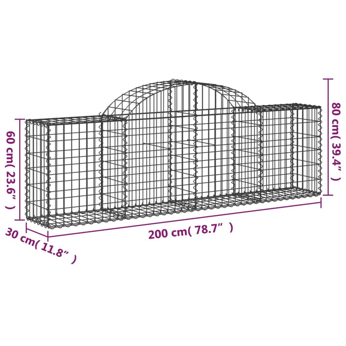 Schanskorven 13 st gewelfd 200x30x60/80 cm gegalvaniseerd ijzer