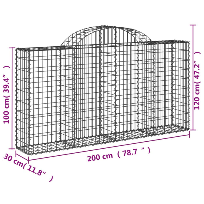 Schanskorven 5 st gewelfd 200x30x100/120 cm ijzer