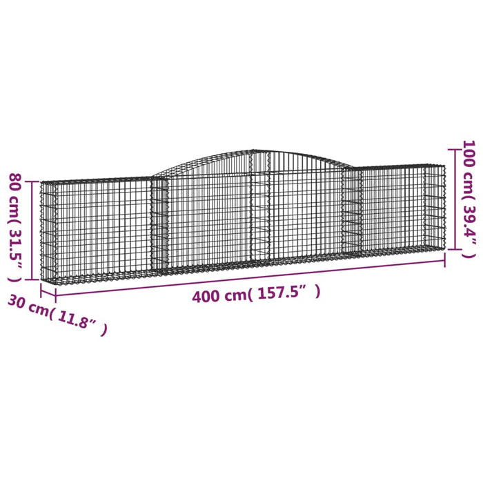 Schanskorven 8 st gewelfd 400x30x80/100 cm ijzer