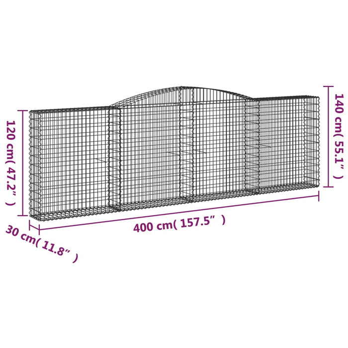 Schanskorven 8 st gewelfd 400x30x120/140 cm ijzer