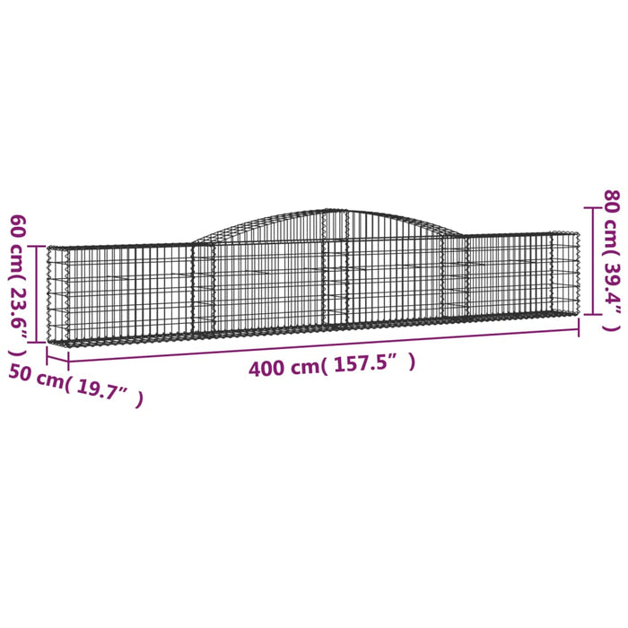 Schanskorven 20 st gewelfd 400x50x60/80 cm gegalvaniseerd ijzer