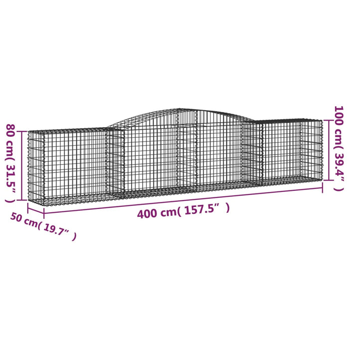 Schanskorven 8 st gewelfd 400x50x80/100 cm gegalvaniseerd ijzer