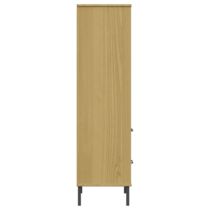 Boekenkast met 2 lades OSLO 60x35x128,5 cm massief hout bruin