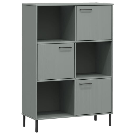 Boekenkast met metalen poten OSLO 90x35x128,5 cm hout grijs