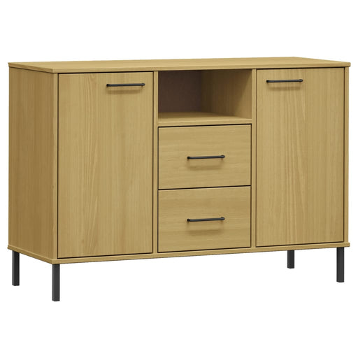 Dressoir met metalen poten OSLO 113x40x77 cm grenenhout bruin