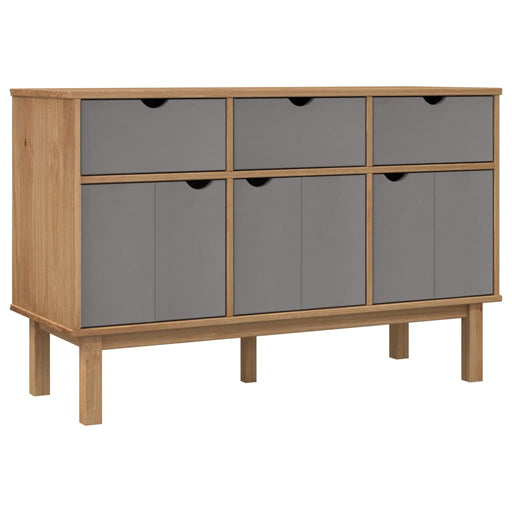 Dressoir OTTA 114x43x73,5 cm massief grenenhout bruin en grijs