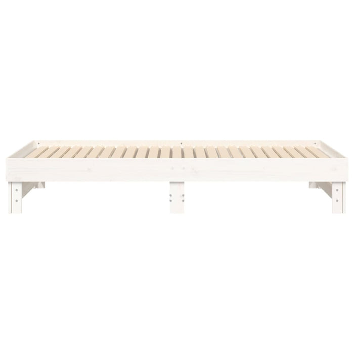 Slaapbank uitschuifbaar 2x(80x200) cm massief grenenhout wit