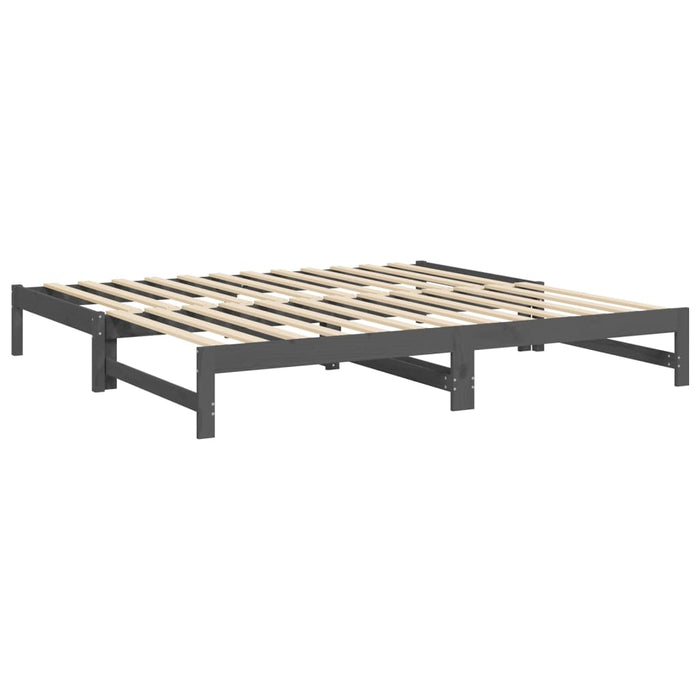 Slaapbank uitschuifbaar massief grenenhout grijs 2x(100x200) cm