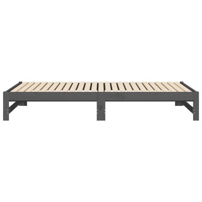 Slaapbank uitschuifbaar massief grenenhout grijs 2x(100x200) cm