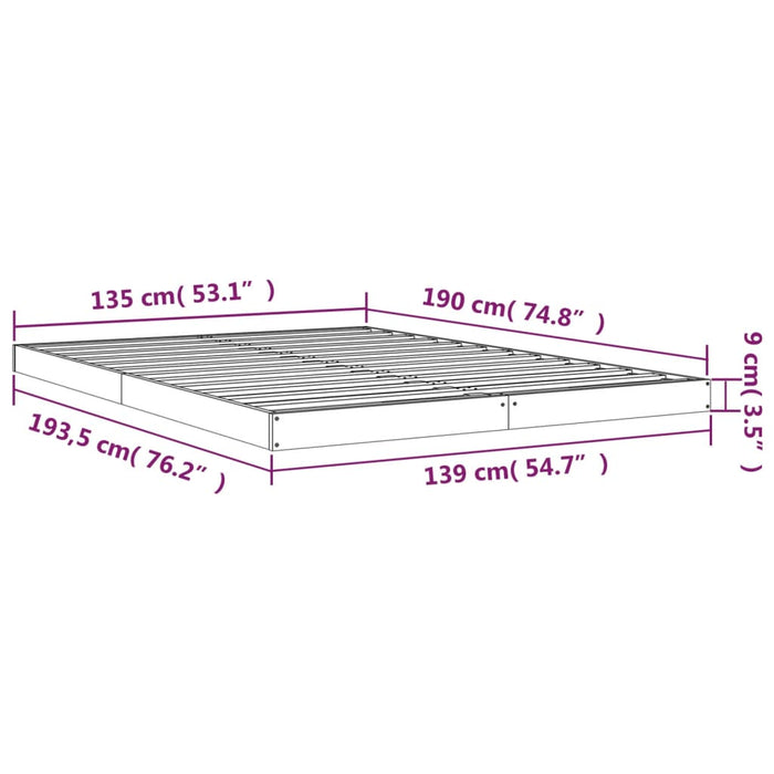 Bedframe massief grenenhout wit 135x190 cm 4FT6 Double