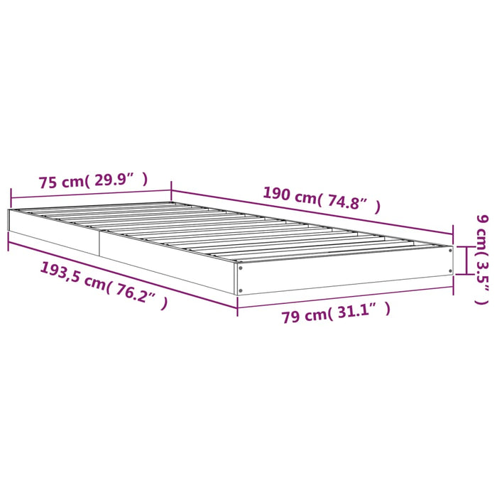 Bedframe massief grenenhout wit 75x190 cm 2FT6 Small Single