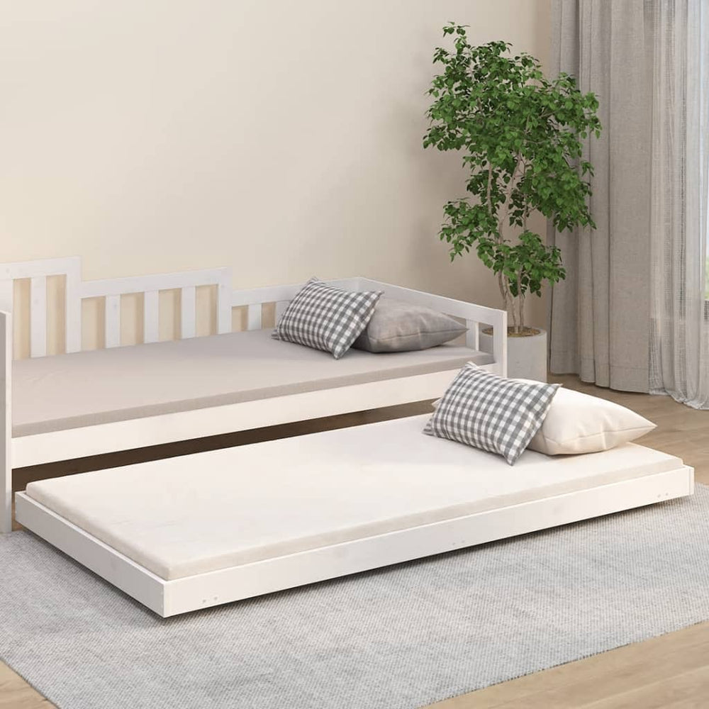 Bedframe massief grenenhout wit 100x200 cm