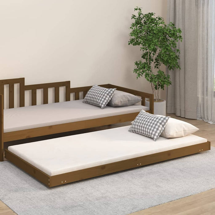 Bedframe massief grenenhout honingbruin 100x200 cm