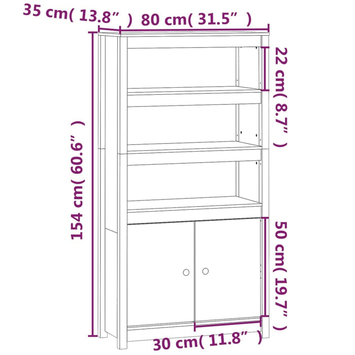 Hoge kast 80x35x154 cm massief grenenhout wit