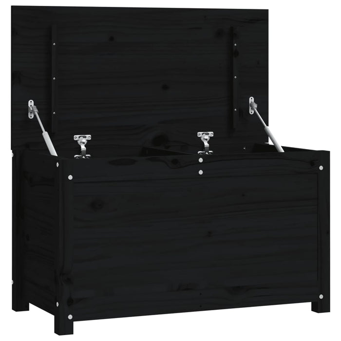 Opbergbox zwart 80x40x45,5 cm massief grenenhout