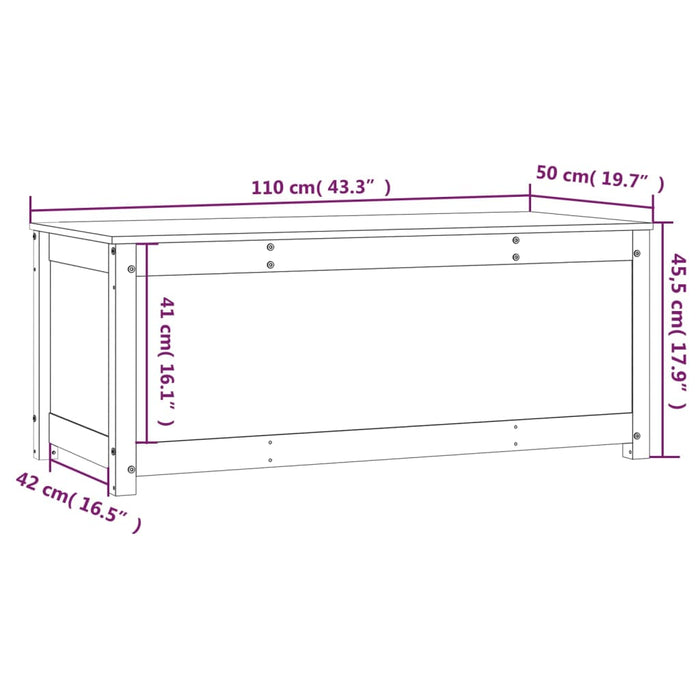 Opbergbox zwart 110x50x45,5 cm massief grenenhout